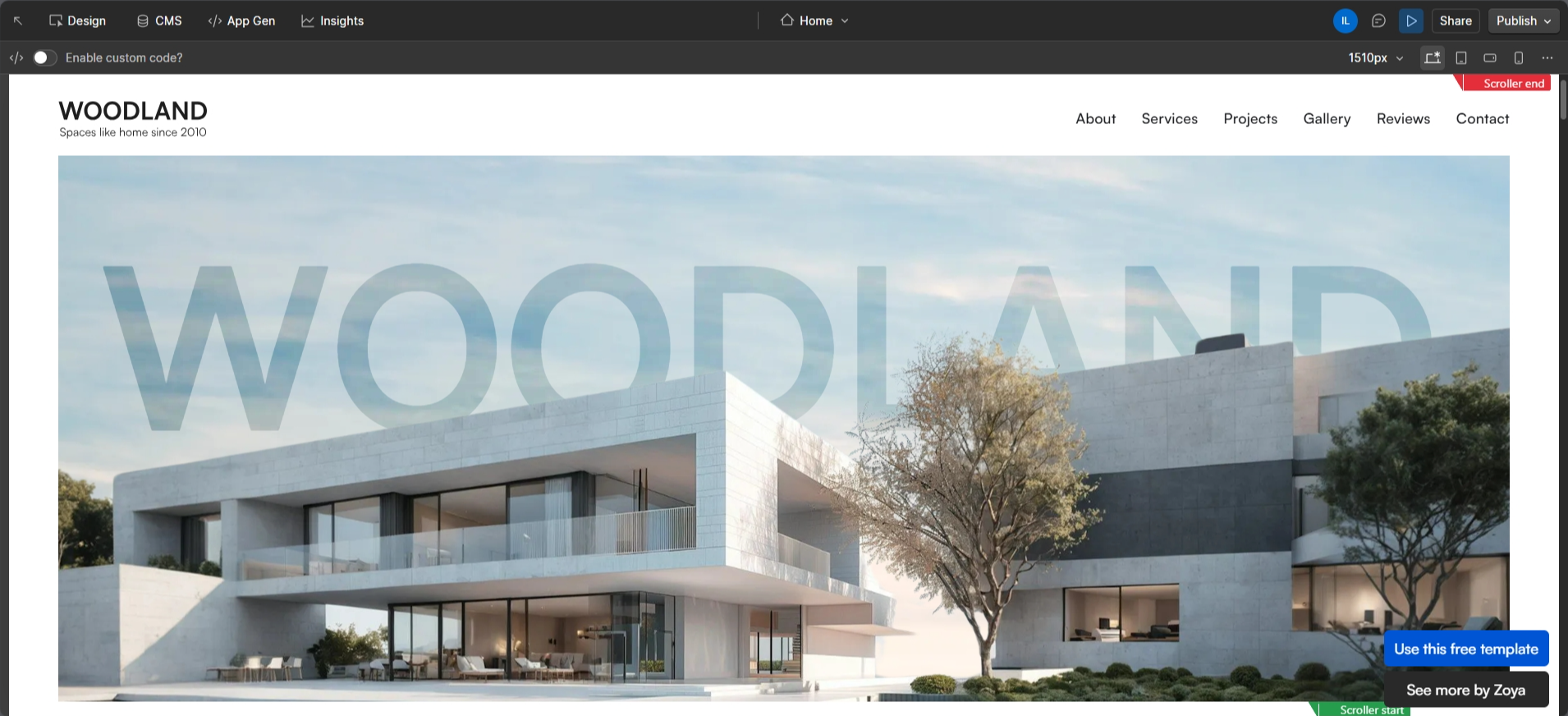 screenshot of Woodland Webflow Template