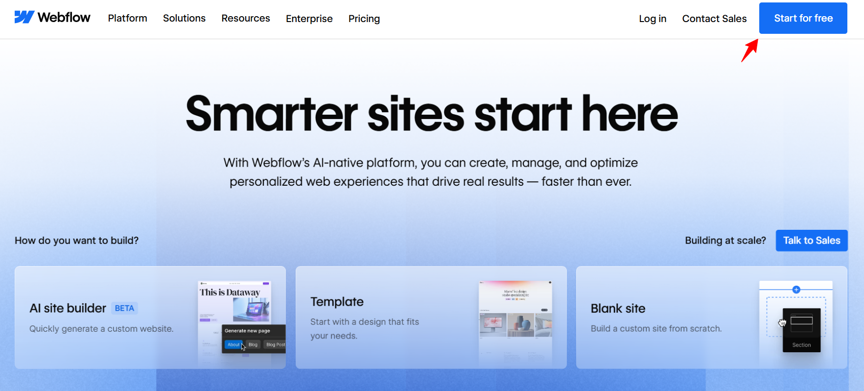 screenshot of Webflow 