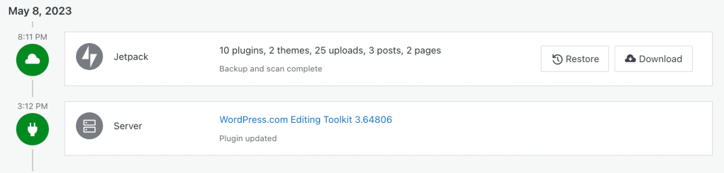 screenshot of WordPress tools