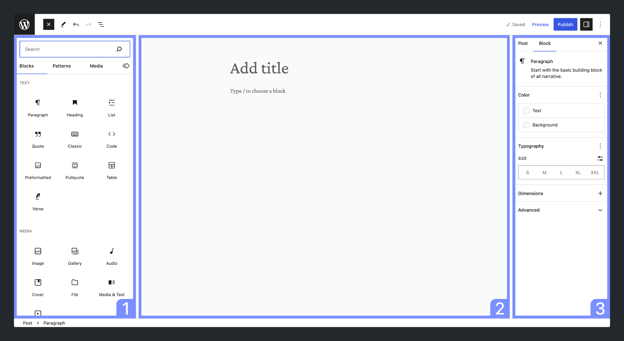 screenshot of WordPress editor