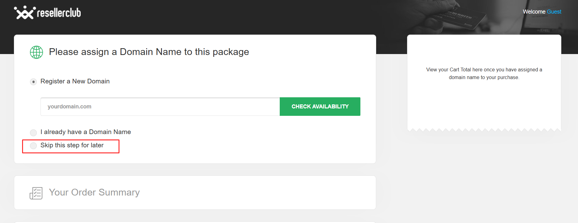 “Skip this step for later” radio-button