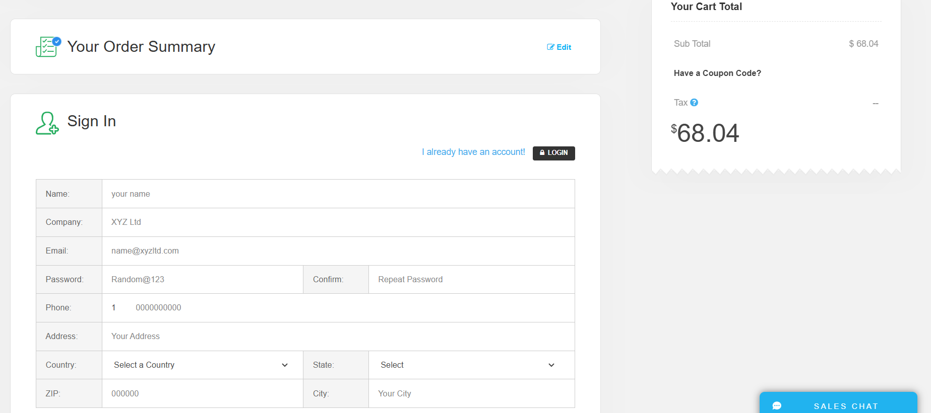 Sign In tab