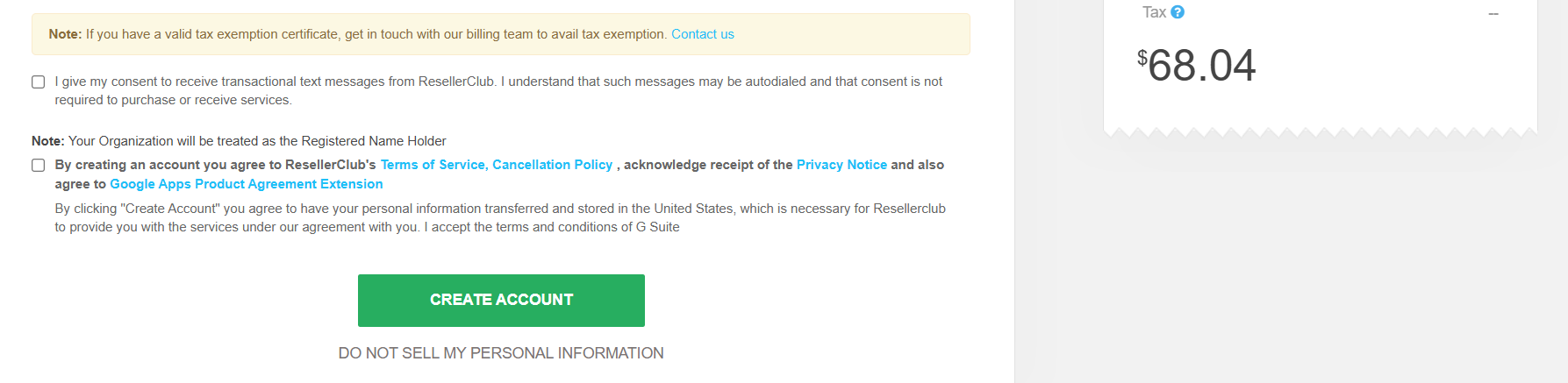 “Create Account” button