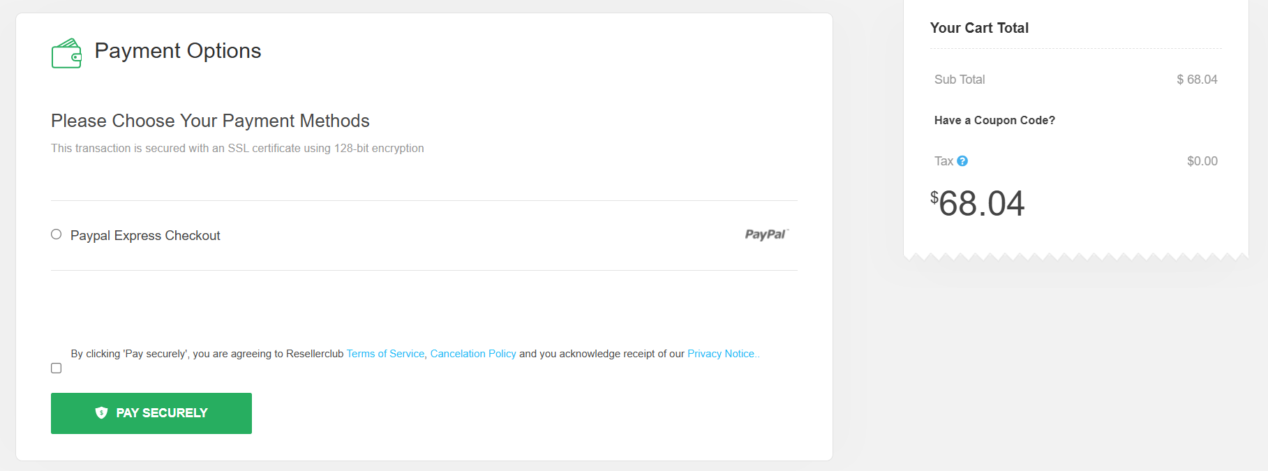 ResellerClub Payment Options