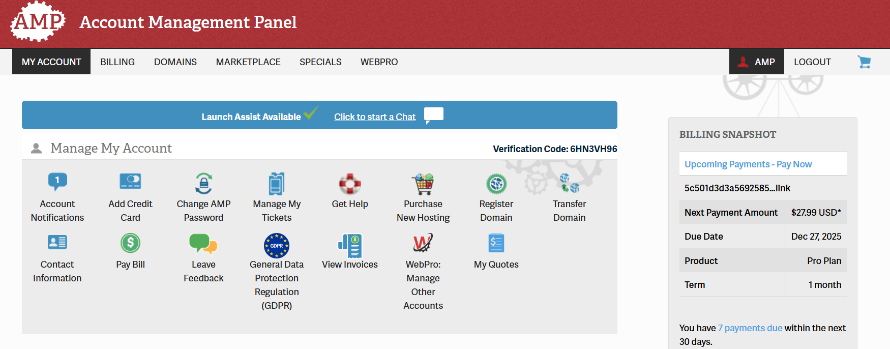 InMotion Hosting Dashboard