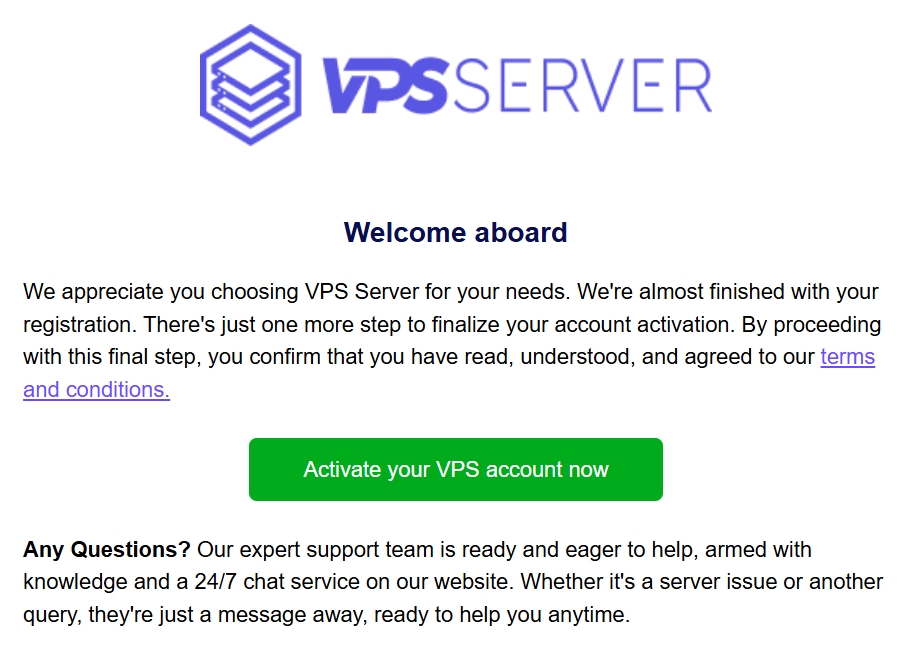 Welcome message