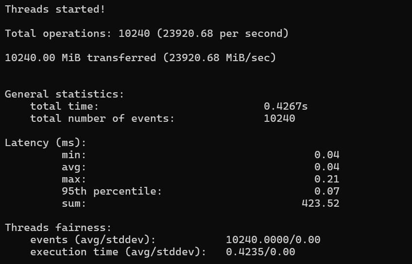 Memory Performance Results
