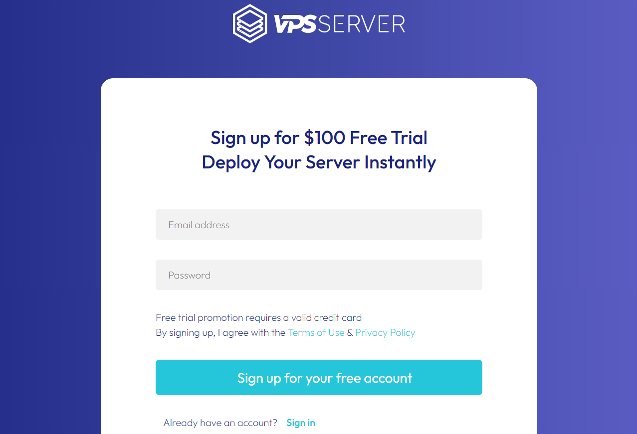 Sign Up window