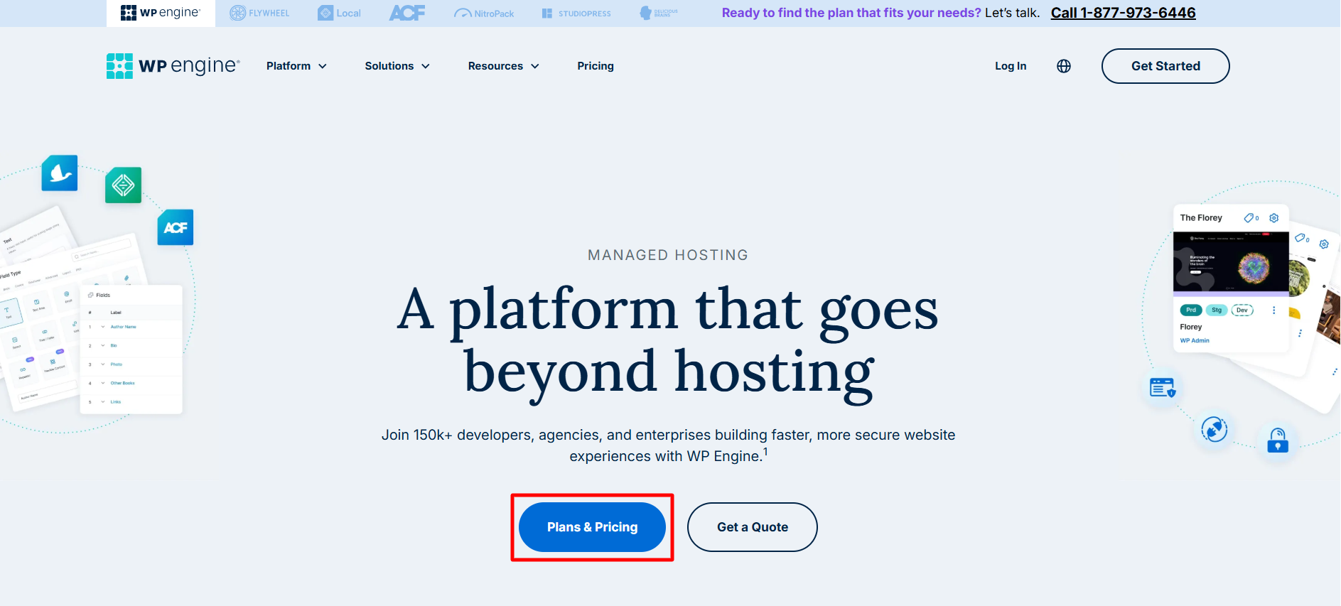 Screenshot of WP Engine 