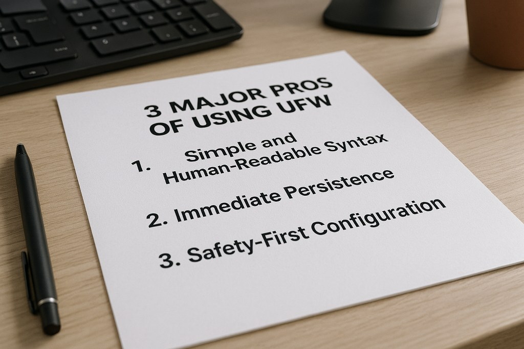 3 major pros of using UFW on a piece of paper.
