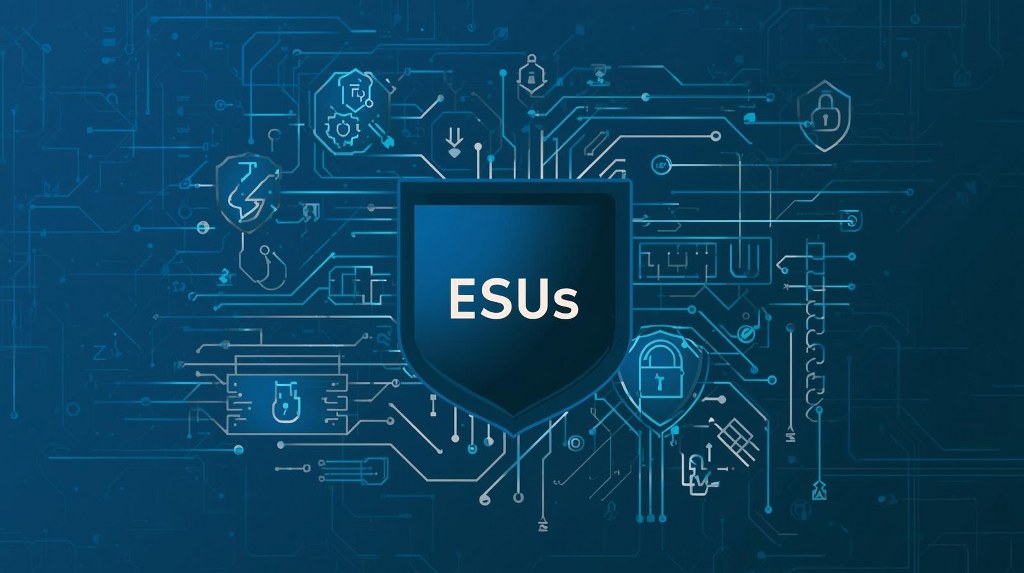 A graphic illustration representing Extended Security Updates (ESUs)