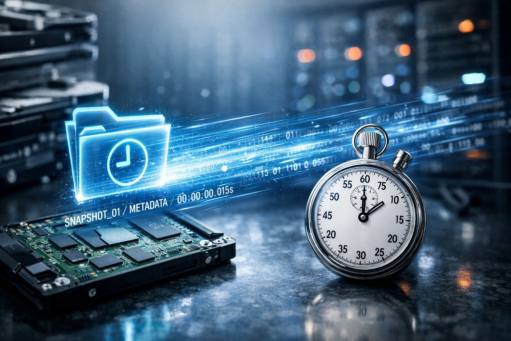 A high-speed, realistic visualization of a storage snapshot captured in milliseconds.