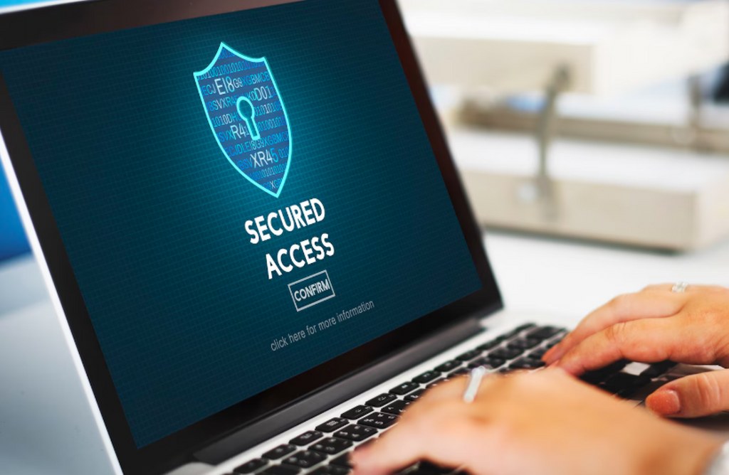 A laptop with secure access.