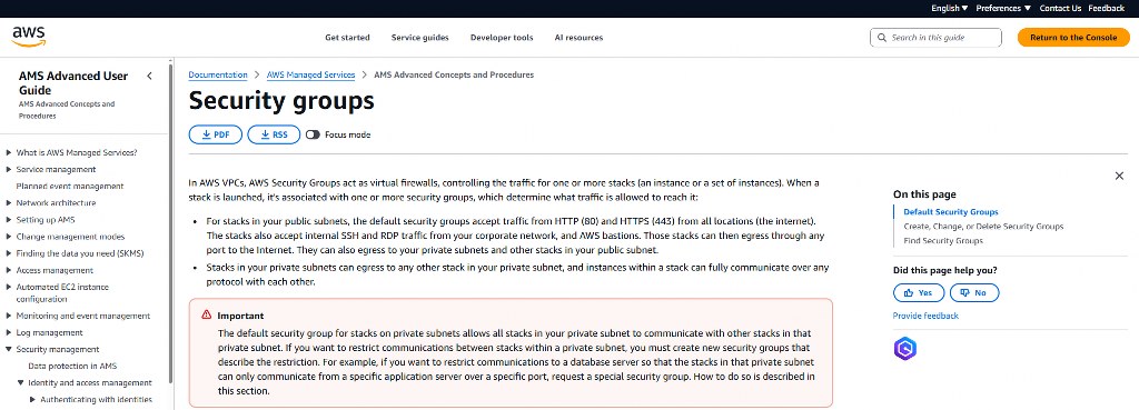 AWS security groups documentation.