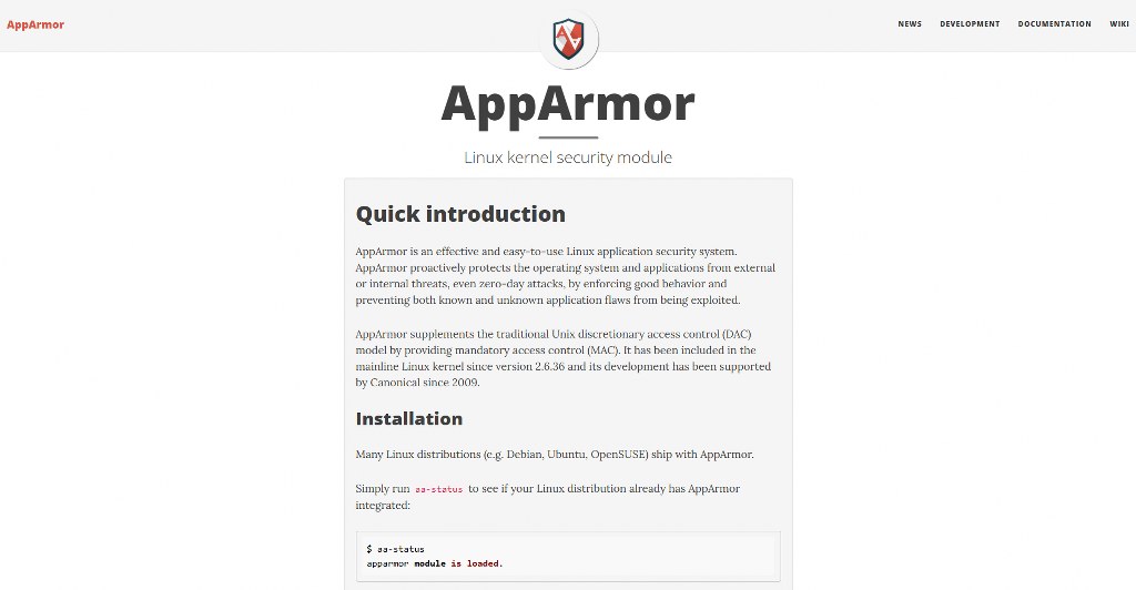 AppArmor's homepage.