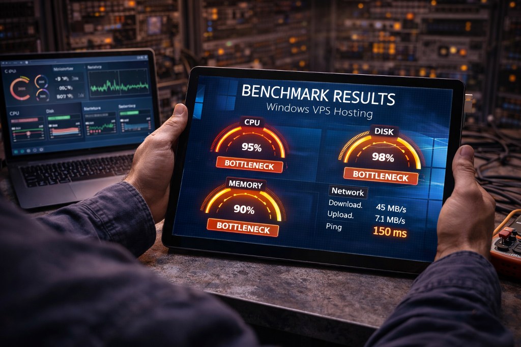 Benchmark testing on a live Windows VPS exposes hidden CPU, disk, memory, and network bottlenecks inside real data center environments.