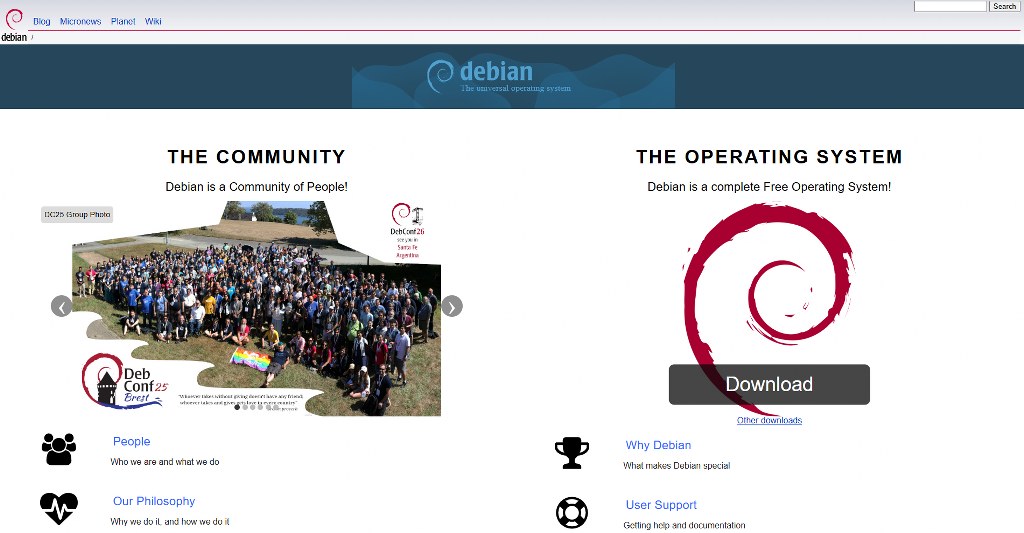 Debian OS website.