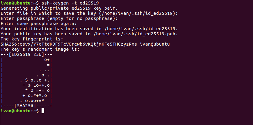 Generating a new Ed25519 SSH key pair with ssh‑keygen, creating both the private and public keys.