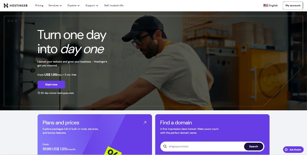 Hostinger's website homepage.