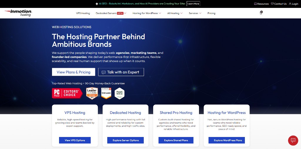 InMotion Hosting's website.