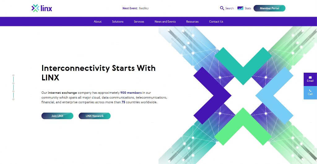 LINX website homepage.