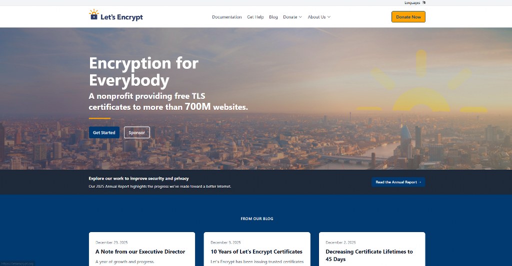 Let's Encrypt website homepage.