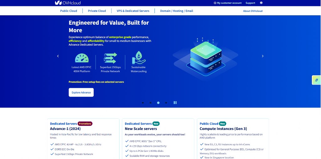 OVHCloud's website.