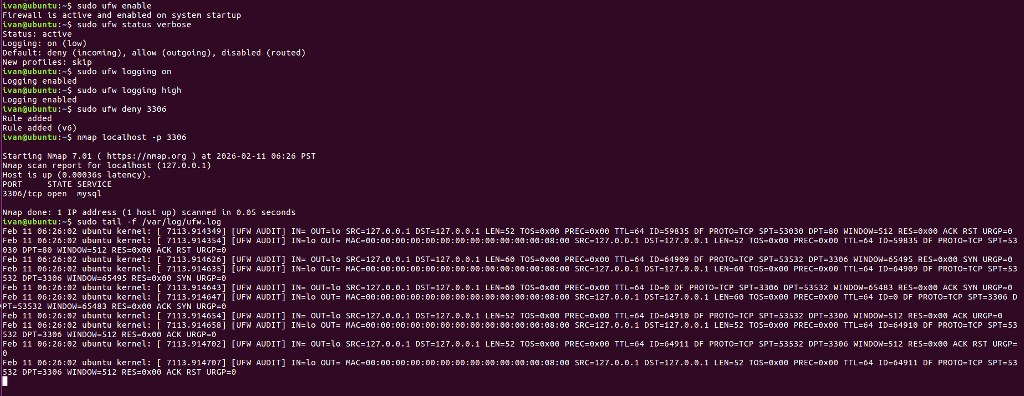Reviewing logs using tail -f -var-log-ufw.log.