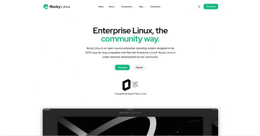 Rocky Linux homepage.