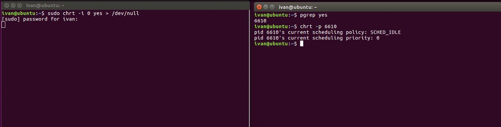 Running a SCHED_IDLE process and verifying its policy with chrt.
