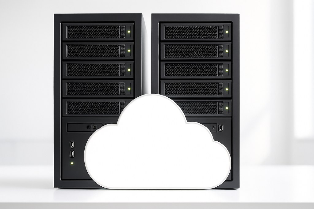 Servers and a cloud.