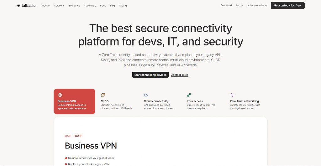 Tailscale's homepage.