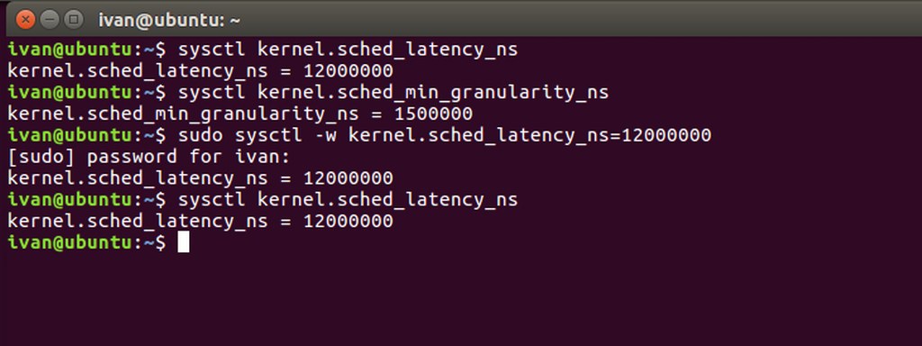 Viewing and modifying kernel scheduling parameters using sysctl.