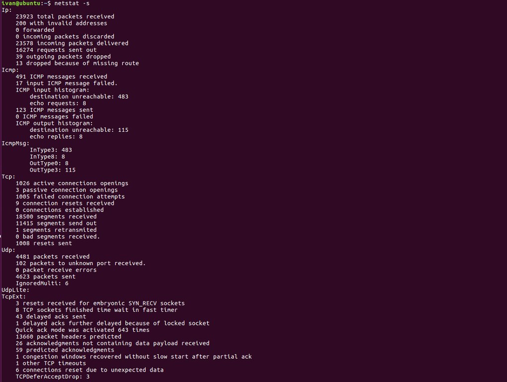 Viewing detailed IP, TCP, UDP, and ICMP network statistics using netstat -s.