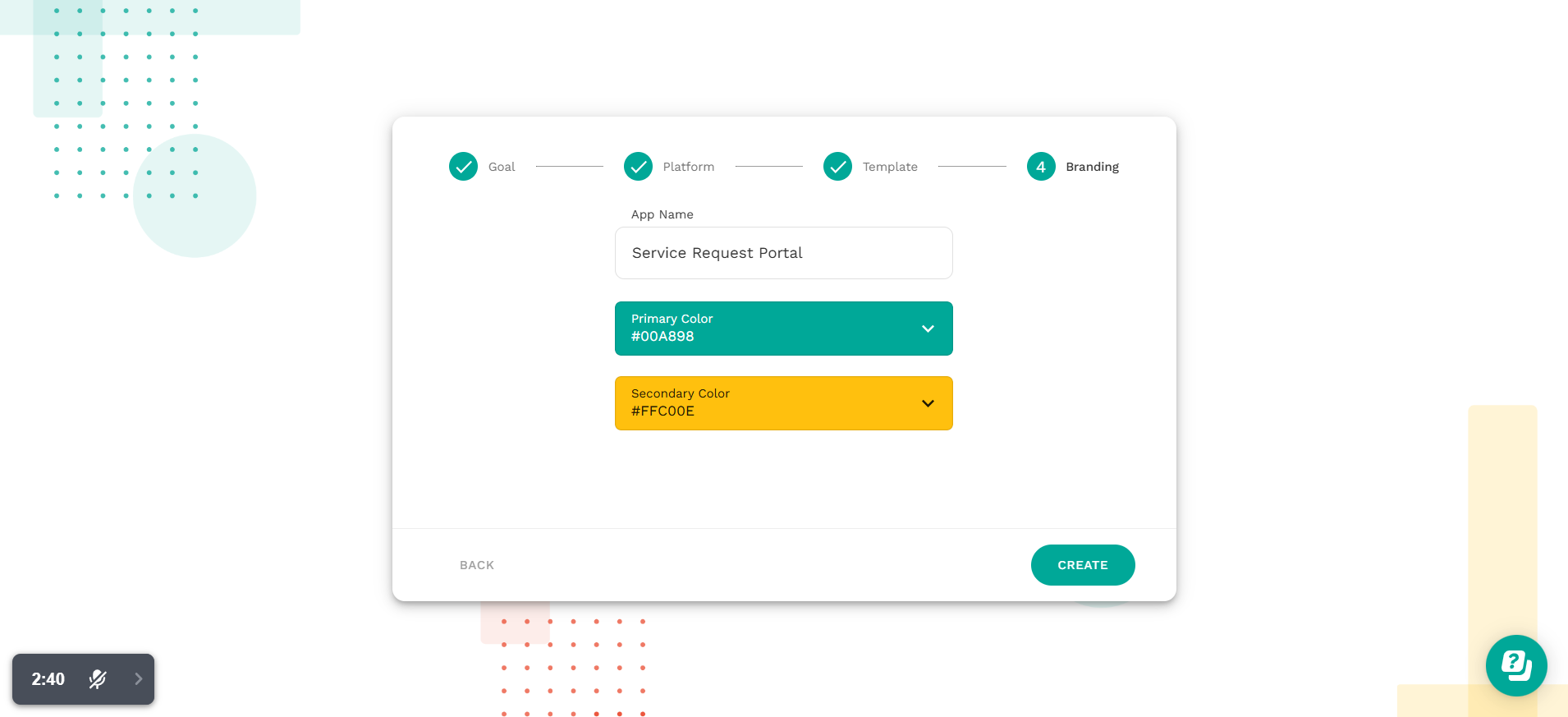 screenshot of Adalo Sign Up form 'Branding' step