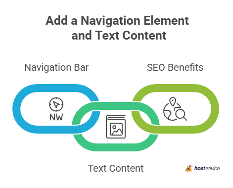 add a navigation element and text content
