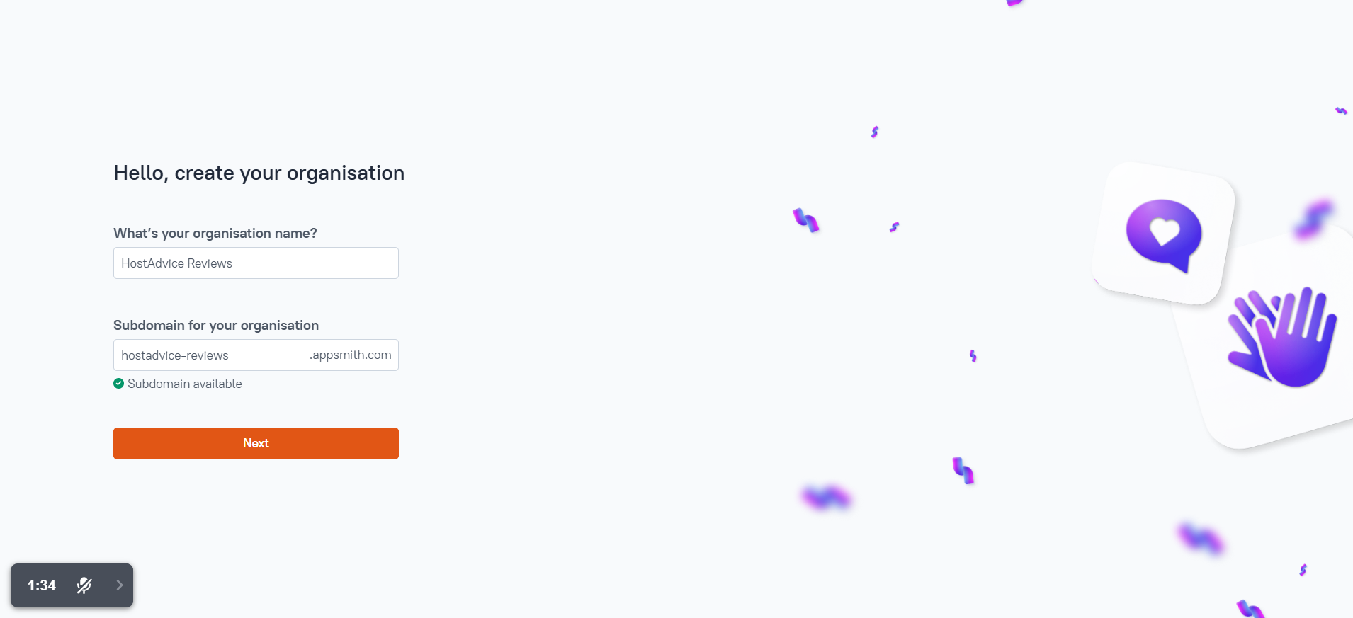 screenshot of Appsmith Sign Up form