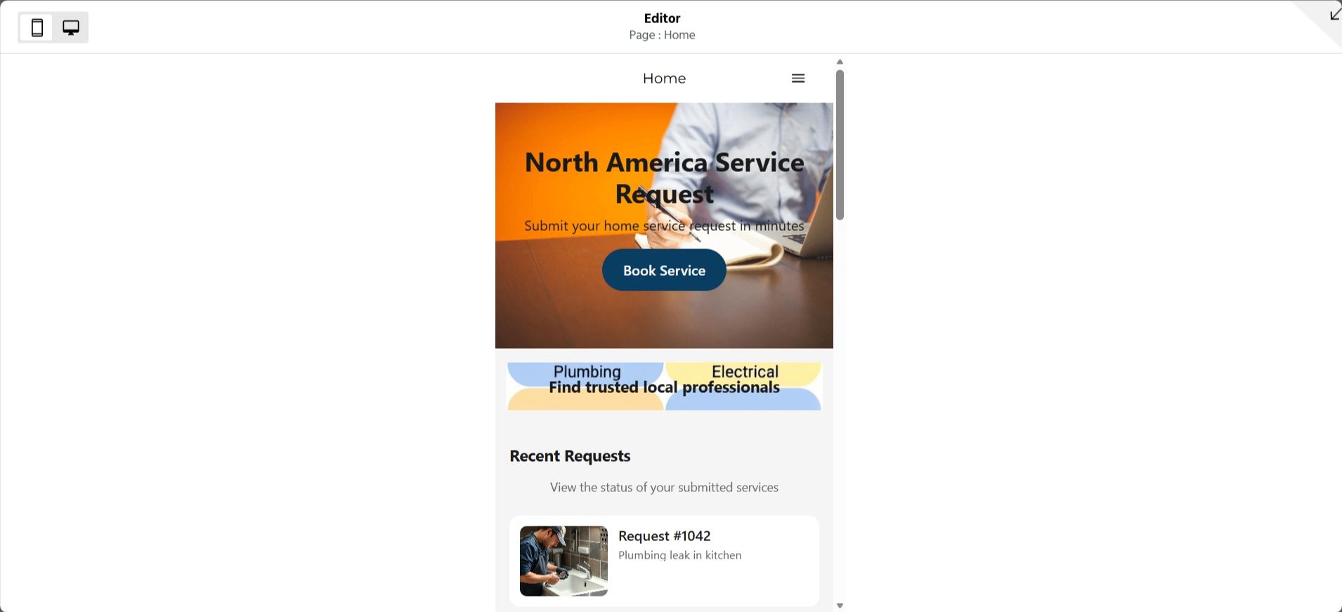 screenshot of generated website