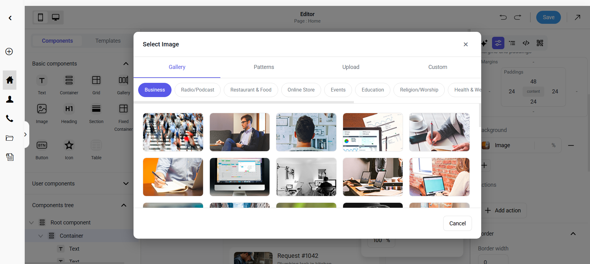 screenshot of Appy Pie templates