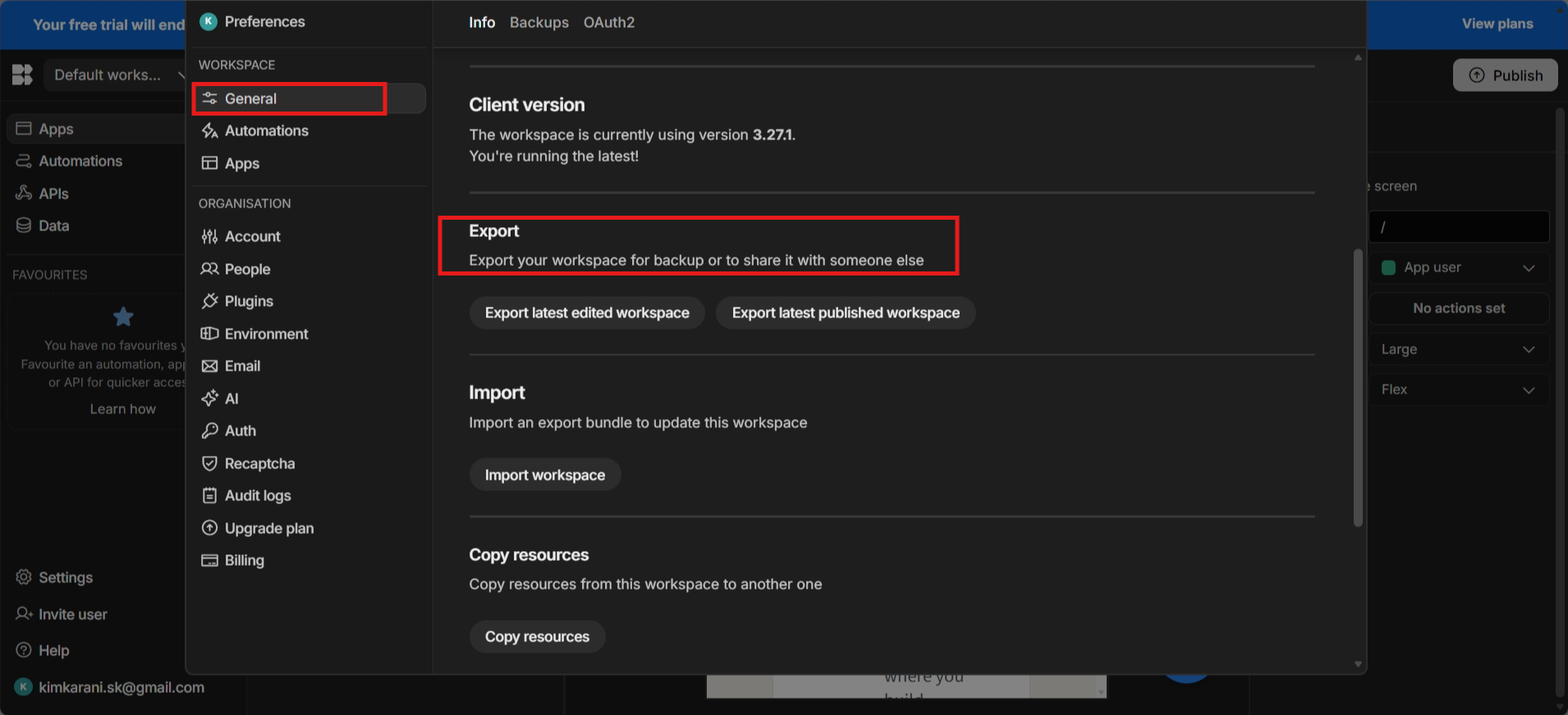 screenshot of Budibase builder Preferences
