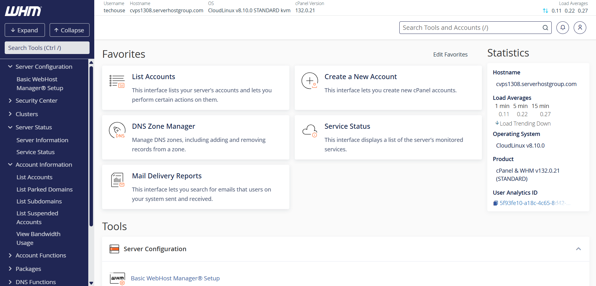 Screenshot of WHM panel