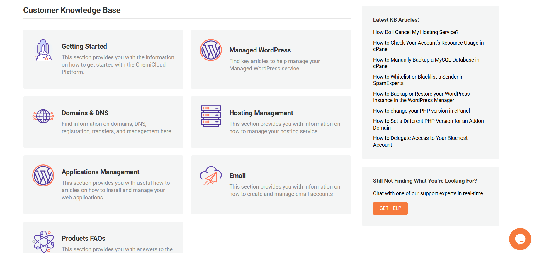 Screenshot of Chemicloud Knowledge Base