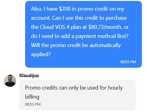 screenshot of CherryServers Live chat conversation
