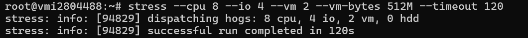 screenshot of Contabo Stress test results