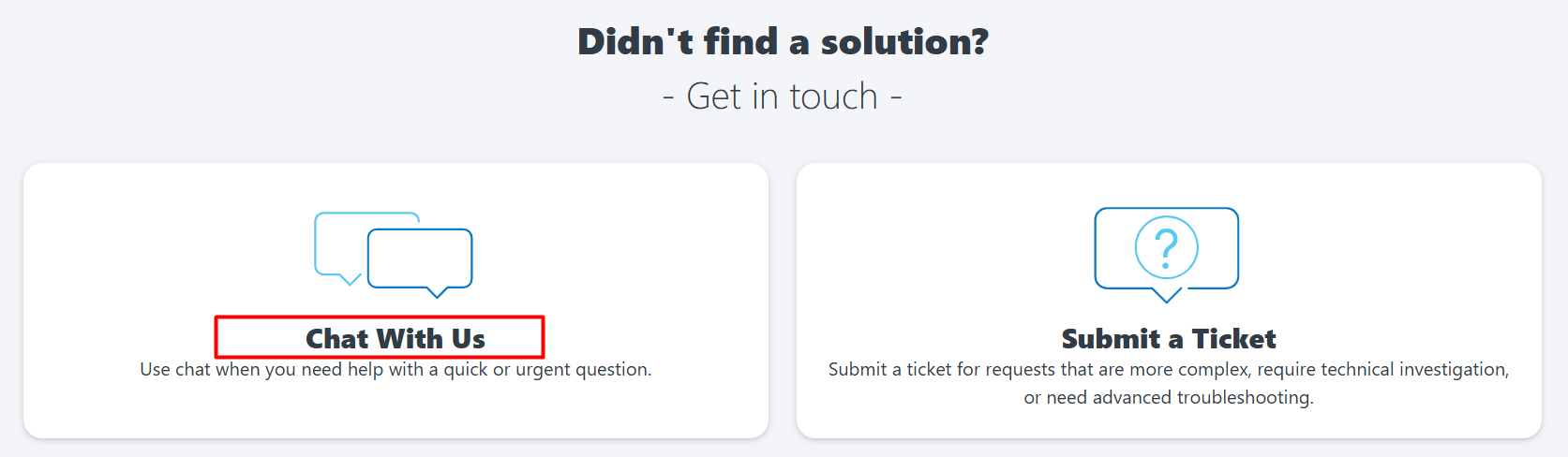 screenshot of 'Chat With Us' button