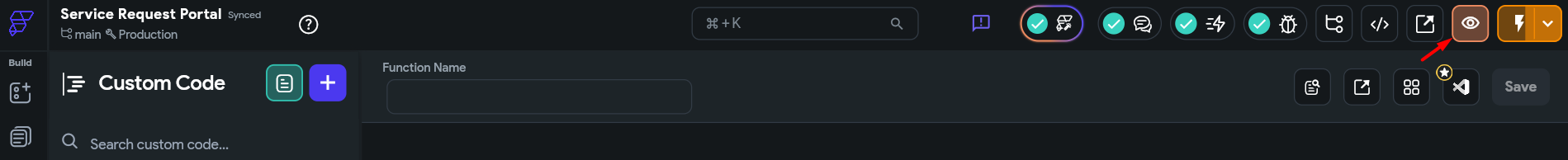 screenshot of the 'view' button