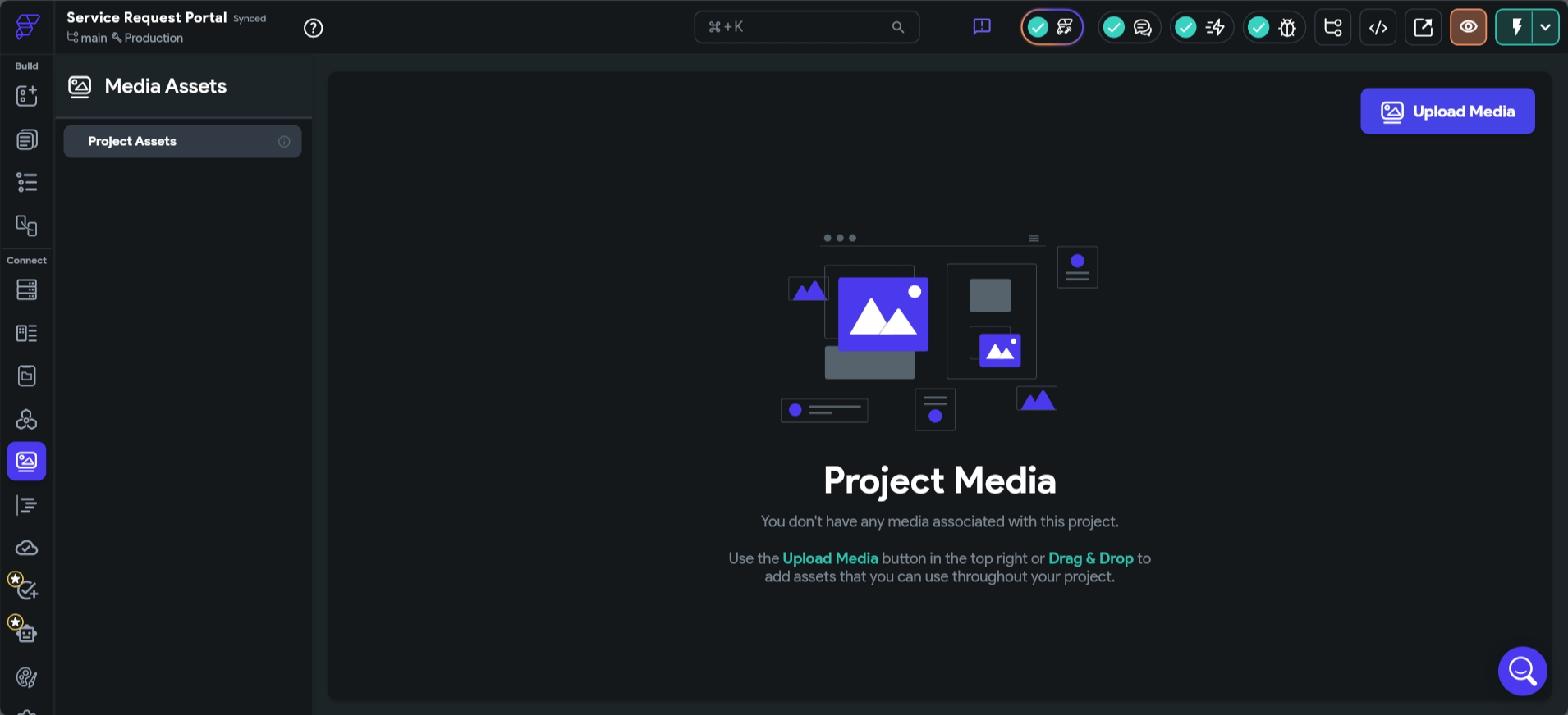 screenshot of the 'Media Assets' page