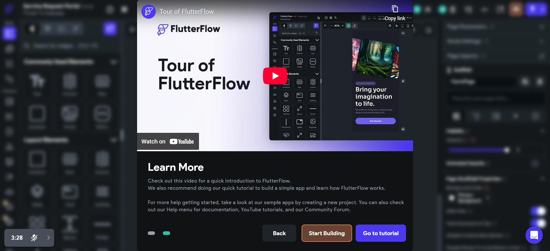 screenshot of Video Tour of FlutterFlow 