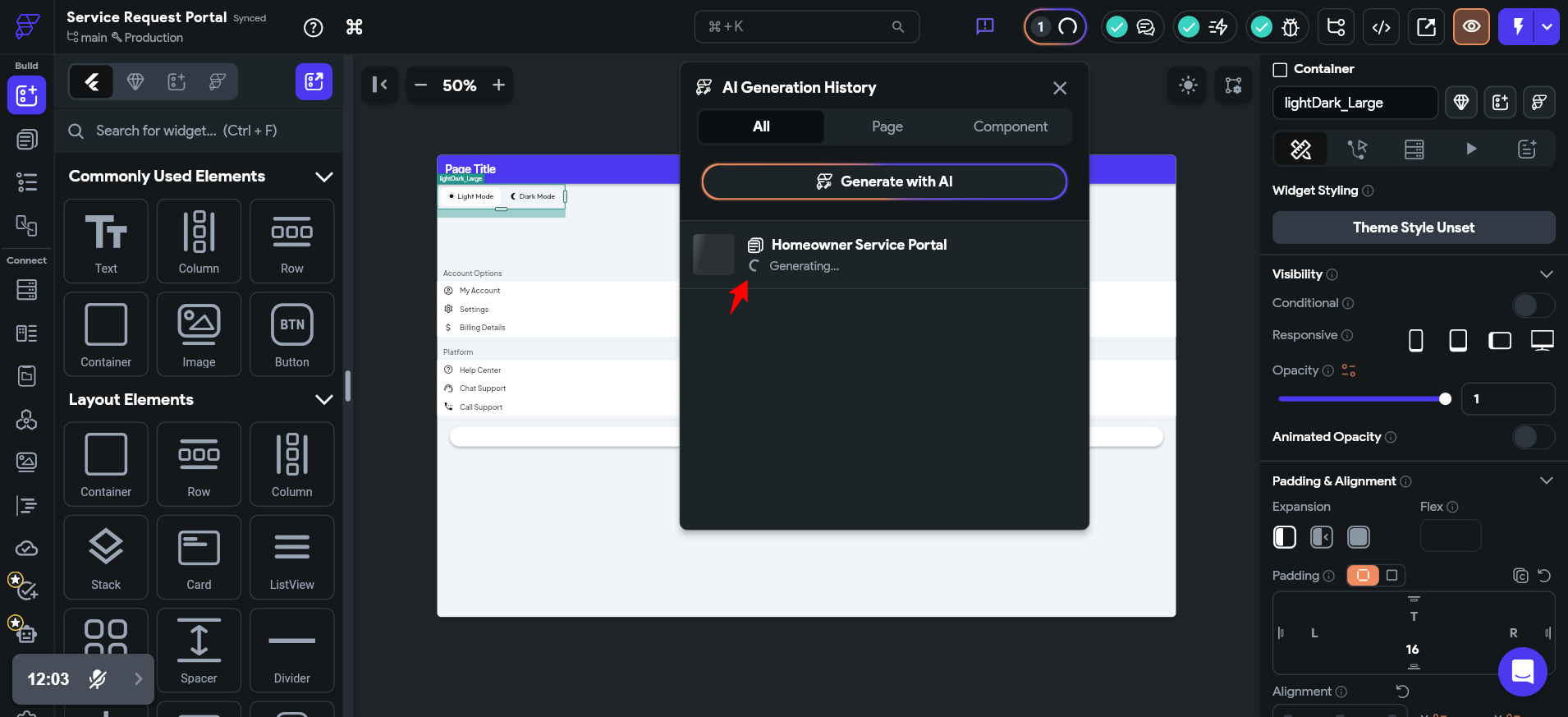 screenshot of generating process