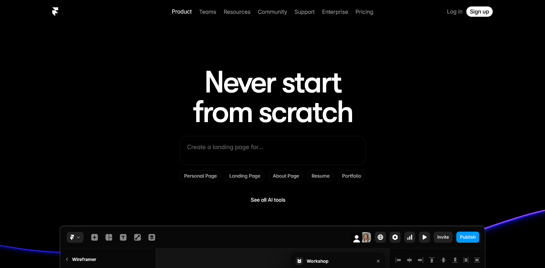 screenshot of Framer AI Chat